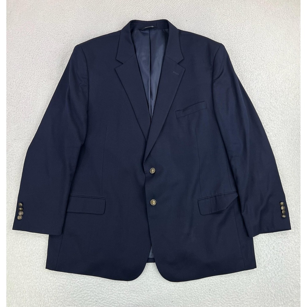 Jos A Bank Blazer Mens 52L Blue 100% Wool Regal Fit Classic Collection 2 Button